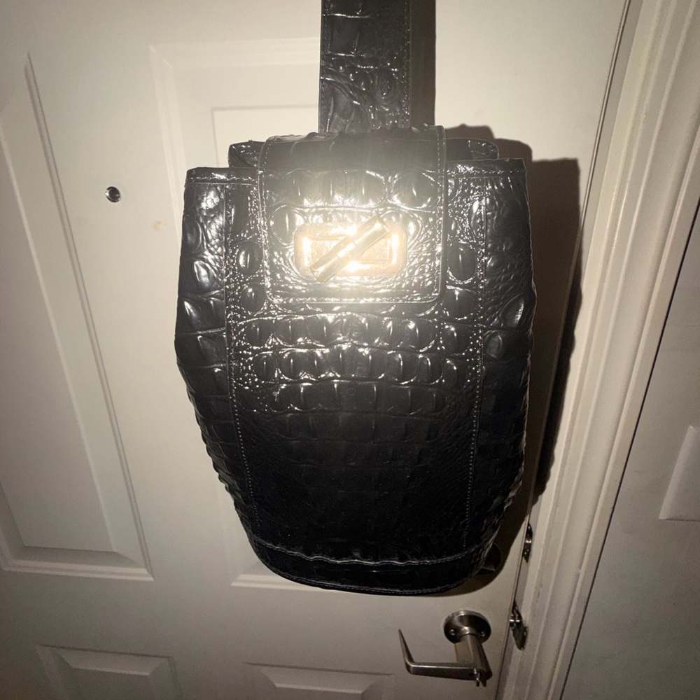 Brahmin Black Croc Embossed Sling Backpack - Picture 6 of 6